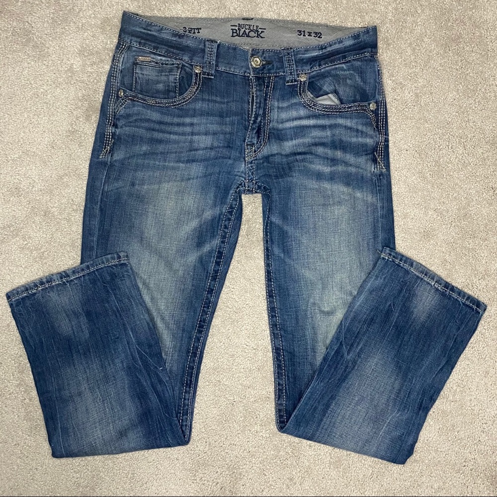 BUCKLE BLACK Women's 3 Fit Blue Denim Jeans 34x32